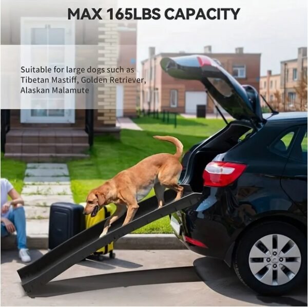 Folding Travel Dog Ramp for vehicles, Portable Pet Ramp for Small and Large Dogs, Lightweight Non-Slip Resin with Safe Raised Sides Stairs Step Ladder for Car SUV Truck, 150lbs Load Capacity - Image 3