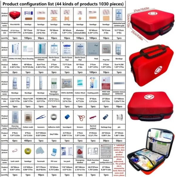 Ultimate 1030pcs Emergency First Aid Kit with Organizing Bag - Portable, EMT Style for Home, Office, Hiking & Road Trips -Be Prepared for anything - Image 3