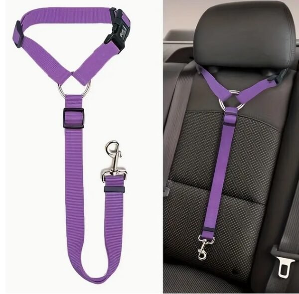 Adjustable Pet Automobile Safety Leash Attaches to Head Rest- Animal Seat Belt Suitable for Car, Truck or SUV, Keep your pet safe from accidents, holds them in the back seat and keeps them inside the window, Suitable For Small, Medium, Large Dogs and Cats, Use with a harness in the back seat only, Safety Gear - Image 3