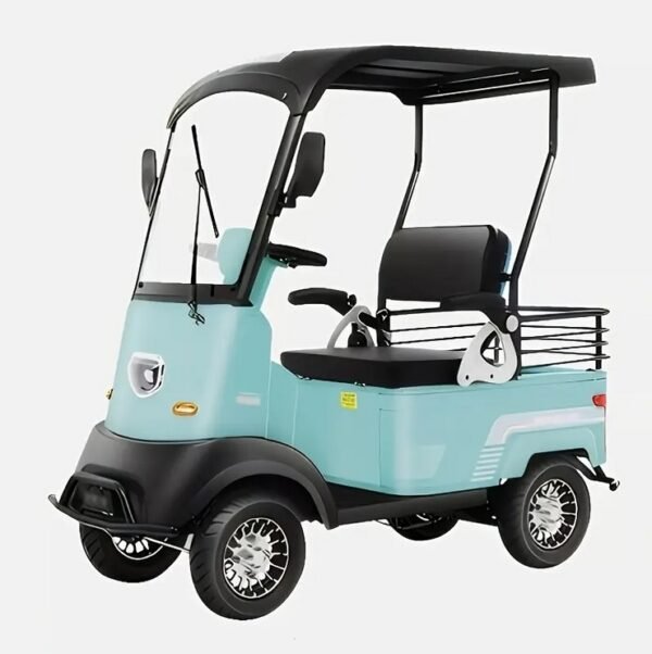 1-2 person Compact All-Terrain Electric Golf Cart, *3 colors to choose from* 15MPH Max-Speed with Windshield wipers & turn signals, Cargo Storage Trunk, Suitable for Outdoor Use-Beaches, Schools, Farms, Golf courses, Electric Scooter for Adults, Power Mobility Scooters for Seniors, 650W of power